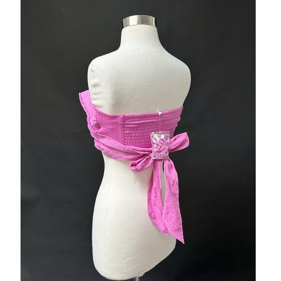 NEW Anthropologie Pink Ruffle Wrap and Tie Crop Tube Top (S) - Picture 11 of 12